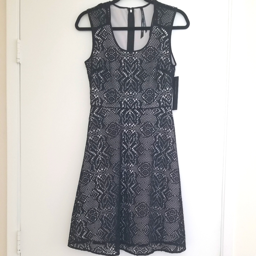 MARC NEW YORK Black Crochet Lace Fit-And-Flare Dress - Size 2 - NWT
